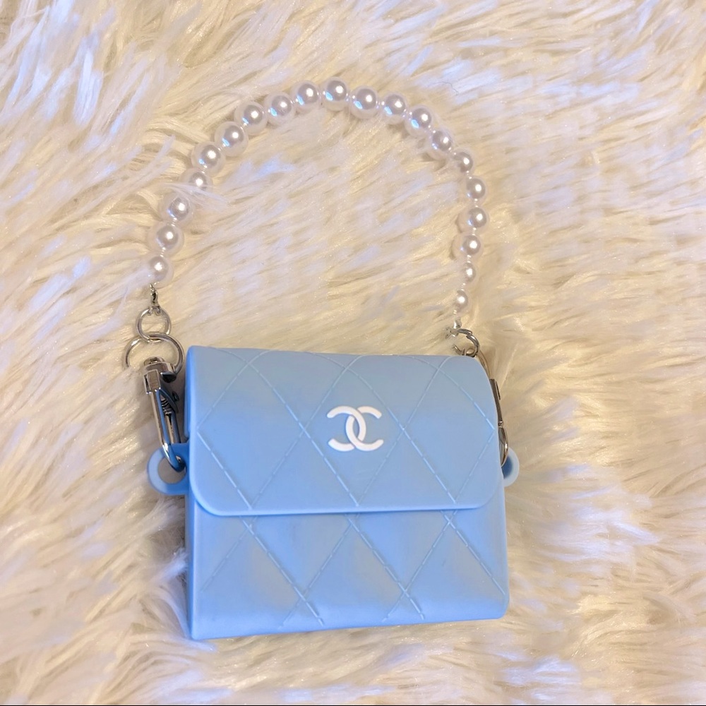 Airpods pearl purse case blue NWT